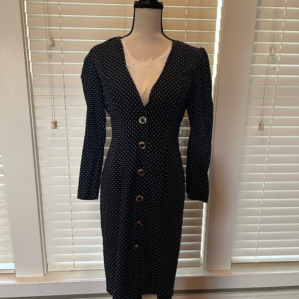 Leni Leni Elegant Navy Polka Dot Dress size 6